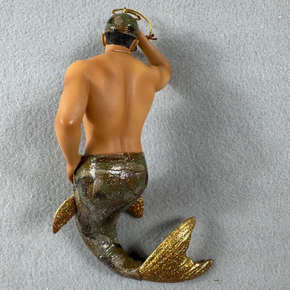 December Diamonds 2012 Camo Merman Ornament Retired 55-90777 Glitter Military